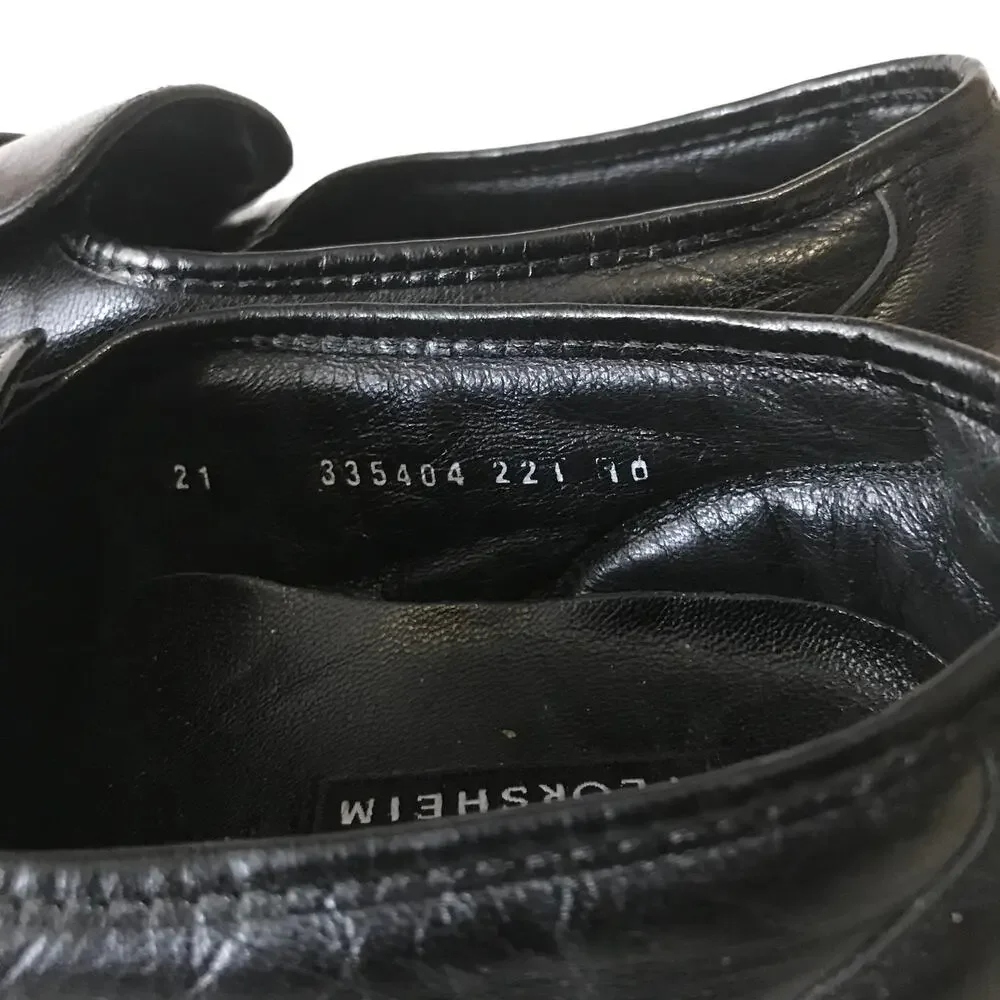 Florsheim FLS Black Leather Gold Buckle Slip On Horse Bit Loafer 11 D